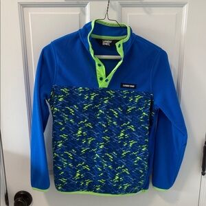 Lands' End Kids Blue and Neon Green Patterned Fleece